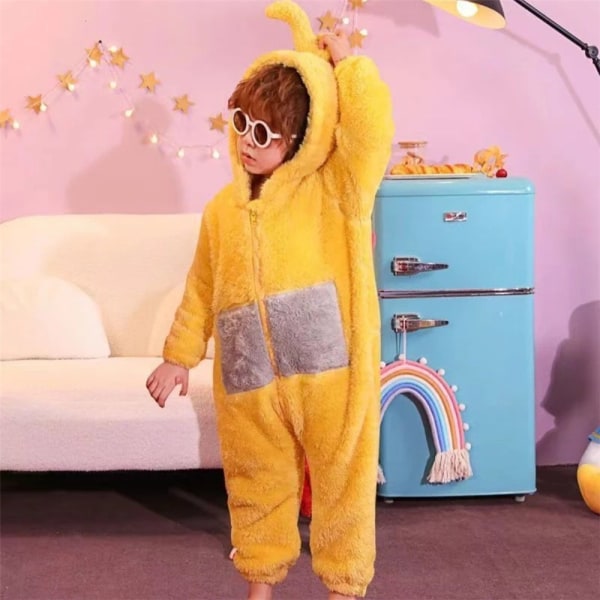 Teletubbies Kostym Barn Jul Pyjamas Sovkläder Jumpsuit yellow 110cm