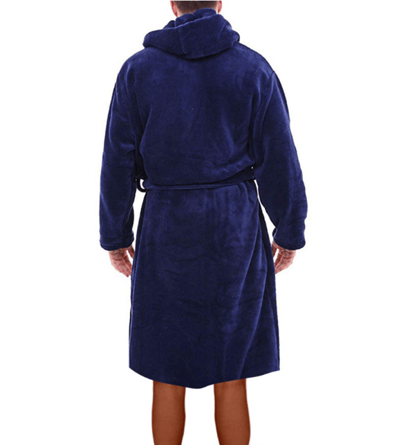 Herrfleecehuva plysch lång badrock blue XL