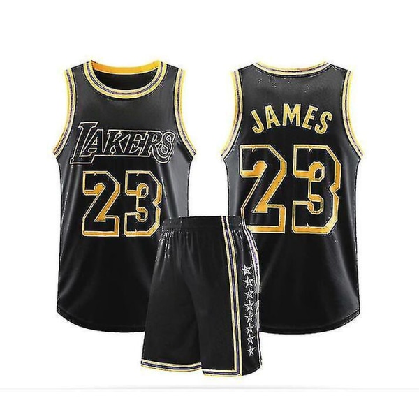 #23 Lebron James Baskettröja Set Lakers Uniform W black M