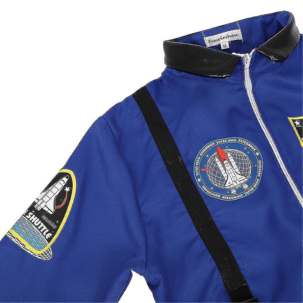 Astronaut kostym rymddräkt för vuxna Cosplay kostymer Dragkedja Halloween kostym par flyg jumpsuit Plus storlek Uniform Blue For Men XS