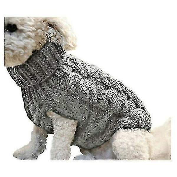 Hunder Hund Varm Genser Klær Valp Katt Solid Strikket Strikket Bekledning-26 W Grey XL