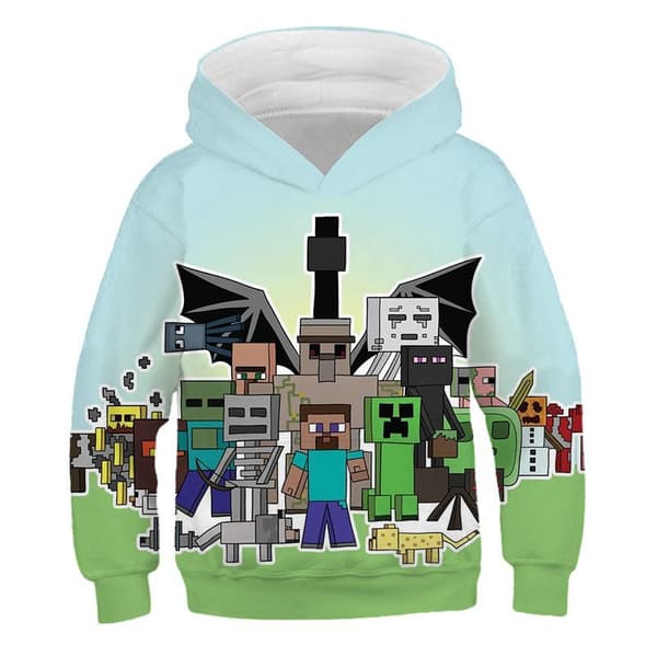 Minecraft tegnet spill barnegenser V white 100cm
