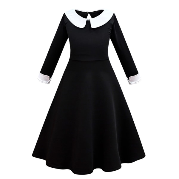 The Addams Family Wednesday Costume Grills Black Dress Cosplay V 130cm