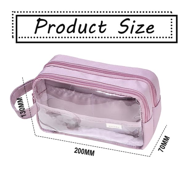 Case Transparent Stor förvaring Penna Pennfodral Penna pink