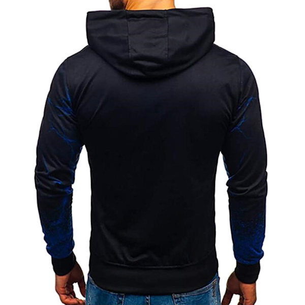Långärmade tröjor för män Gradient tröja tröjor W Blue 3XL