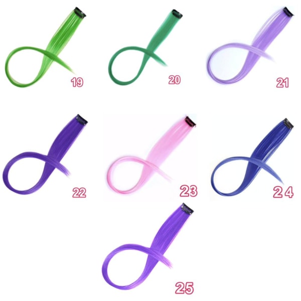 3st Clip-on slingor / Löshår - 24 färger 20. Mörk grön