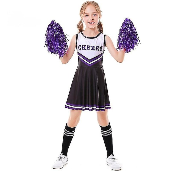 Barnens skolfest Cheerleader kostym Halloween-fest Black 110cm