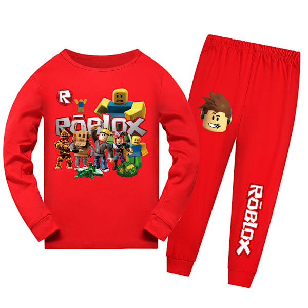 Roblox Peli Pitkähihainen Pyjamasetti Lapsille Pjs Yöpuvut Fanit Lahja Punainen Ed Ed 130 cm