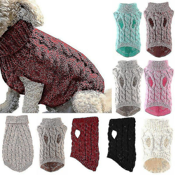 Hunder Hund Varm Genser Klær Valp Katt Solid Tickad Apparel-26 Red S