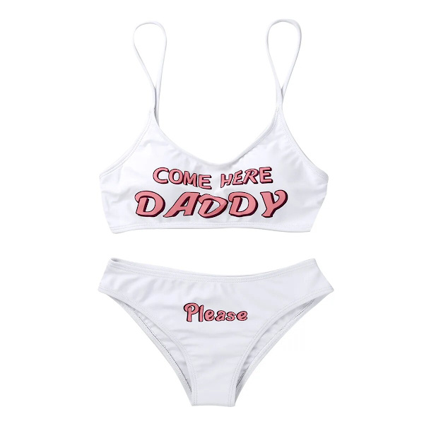 Naisten bikinit Seksikäs alusvaatesetti Uimapuku Kyllä isä Kirje ini Camisole Rintaliivit & Alushousut Alusvaatteet Nainen Anime Cosplay-asu Black M