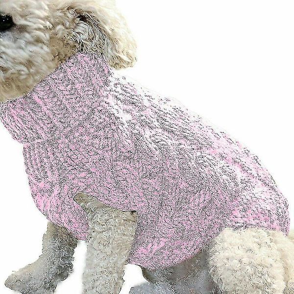 Hunder Varm Genser Klær Valp Katt Solid Strikket Strikket Bekledning-26 Pink M