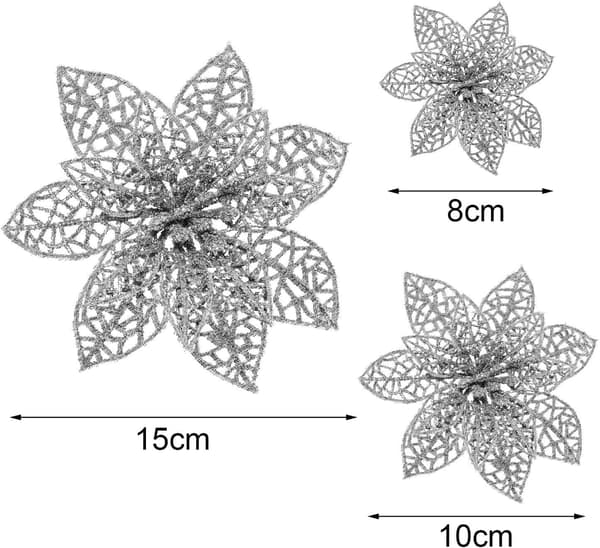 36 stk. juleblomster Glitter kunstige juleblomster,
