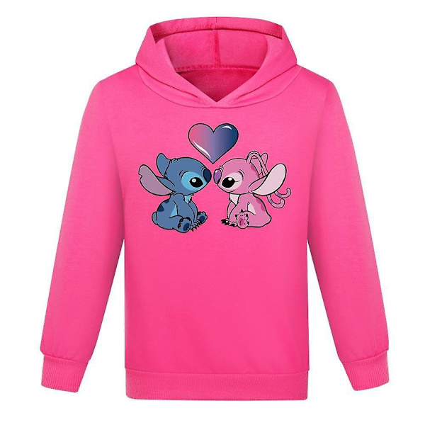 Lilo ja Stitch Hupparit Topit Lapset Pojat Tytöt Pitkähihainen Rento Pusero Jumper Huppari Joululahjat Ruusunpunainen ILX Rose Red 11-12 Years