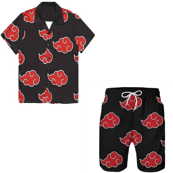 Naruto Anime Akatsuki Cosplay 3D Digital Printing Mode T-skjorte for menn og kvinner Fritid Strand Kortærmede Shorts Sommergave D _i W shorts 2XL