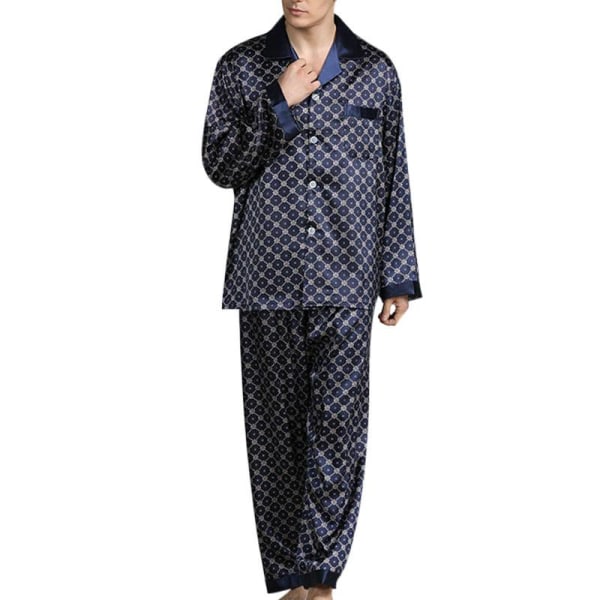 Herre Pyjamas Sæt T-shirt Lounge Bukser Nattøj Kostume Pjs Navy Blue XL