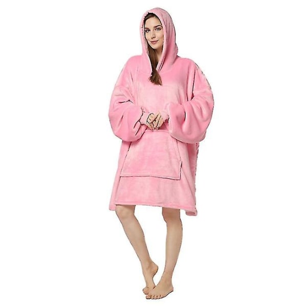 Pars hemkläder förtjockade varm kalltäkta huvapyjamas pink