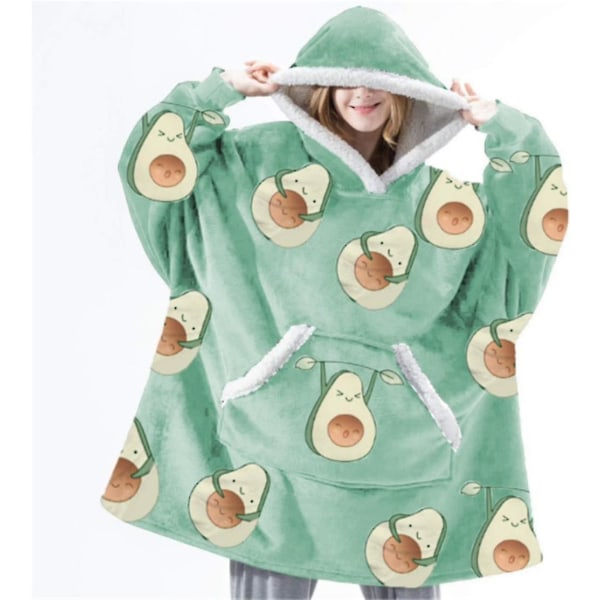 Fluffy hettegenser Oversized hoodie V Avocado