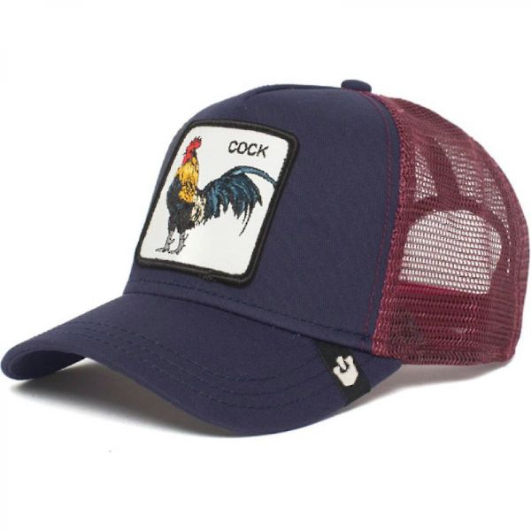 Unisex Dyre Mesh Trucker Hat Square Patch Baseball Cap Til Dame Klassisk Justerbar Almindelig Hat (Hane Indigo) W