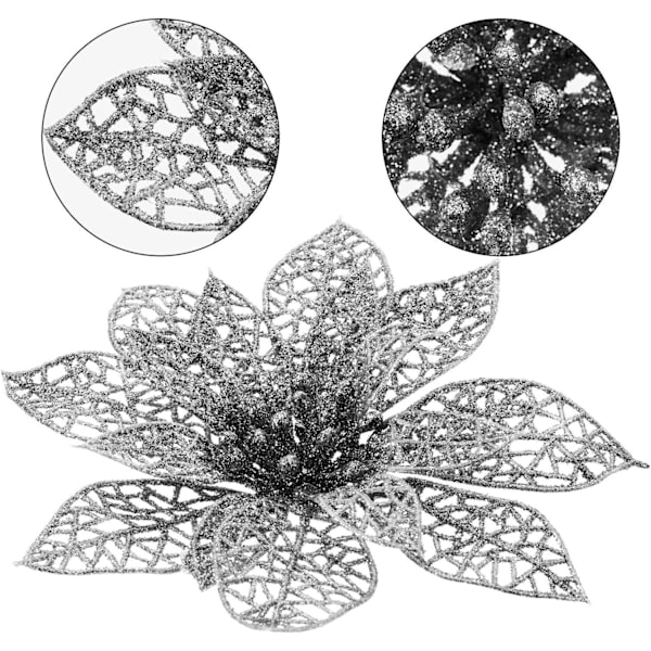 36 stk. juleblomster Glitter kunstige juleblomster,