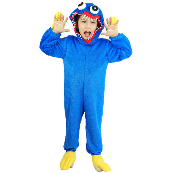 Kids Poppy Playtime Huggy Wuggy Cosplay Kostym blue S