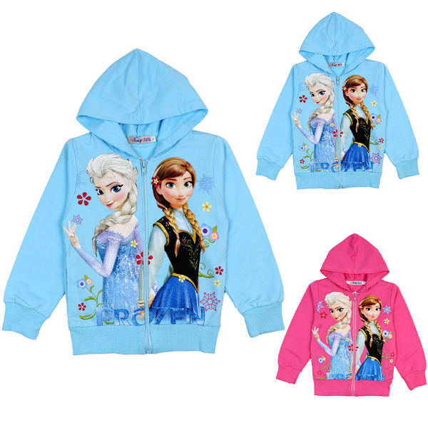 Børne Piger Frozen Elsa Anna Jakke Varm Zip Hoodie Frakke Ydertøj Z wathet 130cm