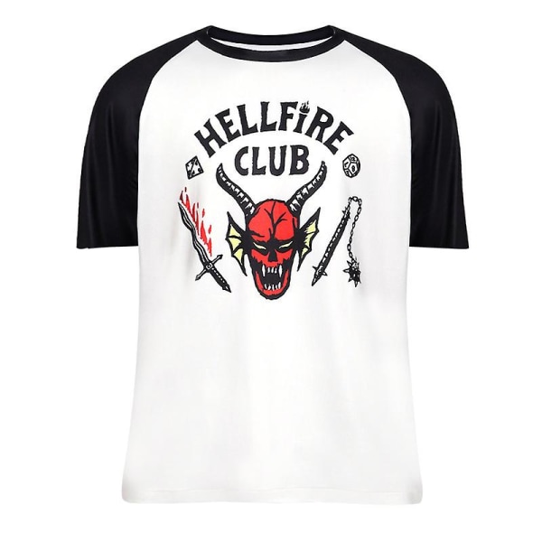 Voksne Barn Stranger Things Sesong 4 Hellfire Club T-skjorte Topper Kostyme - Short Sleeve Aldult XL