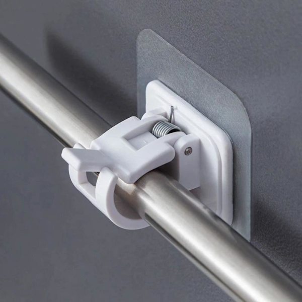 2-Pack - Gardinstångshållare Självhäftande - Stånghållare - white
