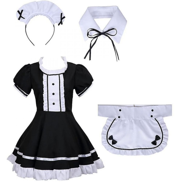 2021 Lolita Maid Kostymer Fransk Maid Klänning Flickor Kvinna Amine Cosplay Kostym ervitris Maid Party cen V White S