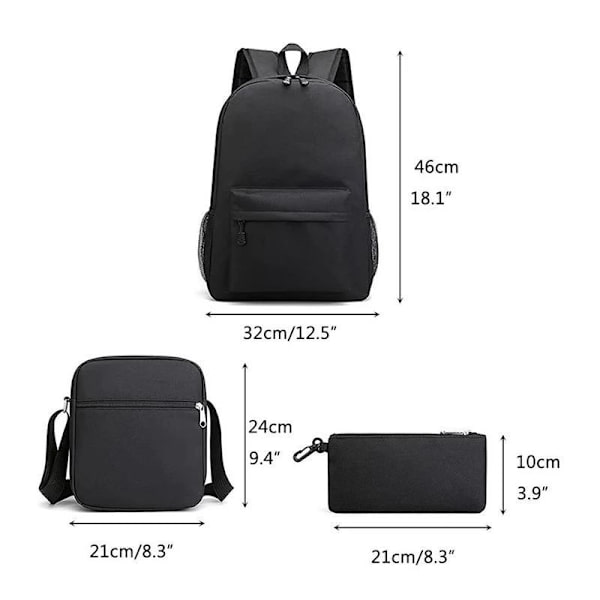 CR7 Youth Fashion -reppu 3 kpl Thunder Black