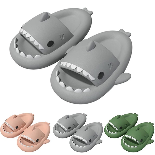 Haislippers for menn Shark Cloud tøfler Cloud Shark Slides Søte haislippers W Dark Green 40 41