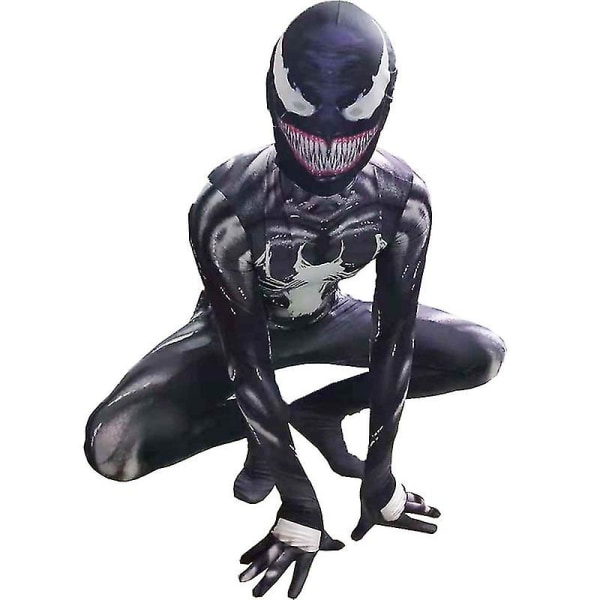 Barn Gutter Venom Spider-man Cosplay Kostyme Fest Jumpsuit Finklänning Yz 130-140cm