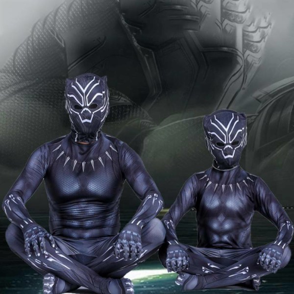 Black Panther Kid Cosplay Party Kostym Superhjälte Fancy Dress Up 5-6 Years V 16-18 Years