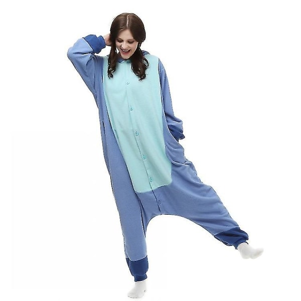 Voksne kvinner Stitch Pyjamas Anime Tegneserie nattøy Outfit Jumpsuit Blue M