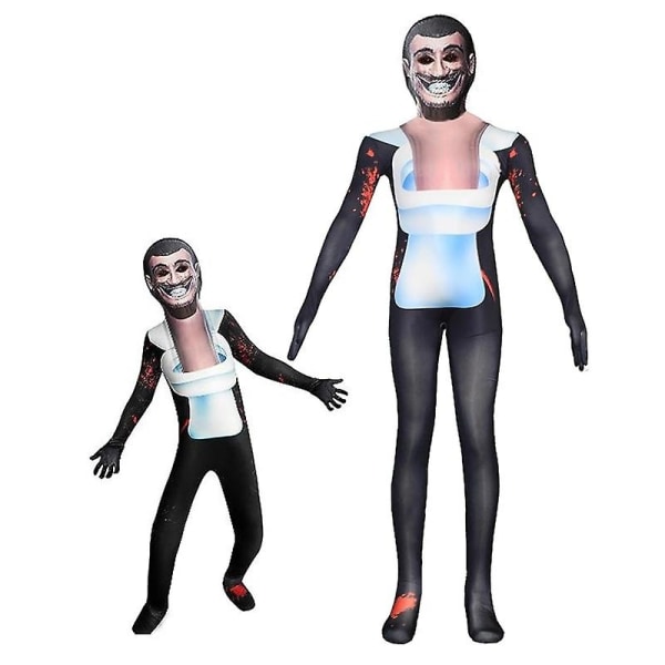 Skibidi Toalettdräkter Barn Aldult Cosplay Tv Man Toalett Freak Jumpsuit För Halloween V 110(100-110CM)