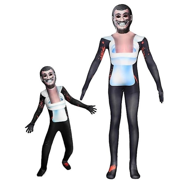 Skibidi Toalettdräkter Barn Aldult Cosplay Tv Man Toalett Freak Jumpsuit För Halloween V 120(110-120CM)