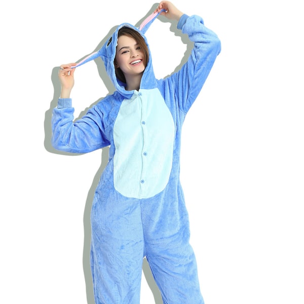 öt tecknad anime djur pyjamas för män och kvinnor Blue Stitch S