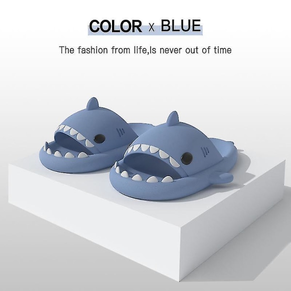 Shark Tofflor Halkfria duschtofflor Badrumstofflor Mjuka sommarsandaler för flickor och pojkar Nyhet - Blue 42-43