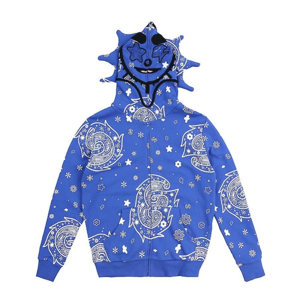 Gotisk Punk Genser Streetwear Print Langærmet Genser Casual Glidelås Jakke Genser Y2k Skull Unisex Cardigan - A XXXXXL