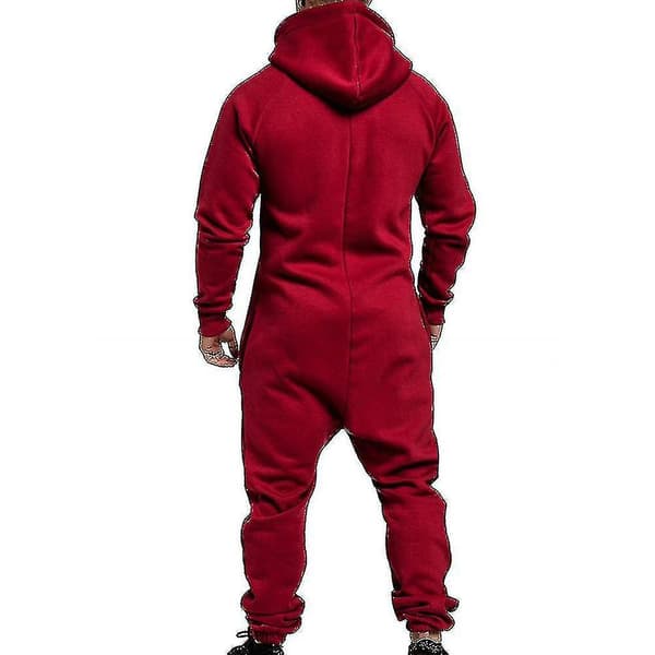 Mænds Jumpsuit One Piece - Wine Red XXL