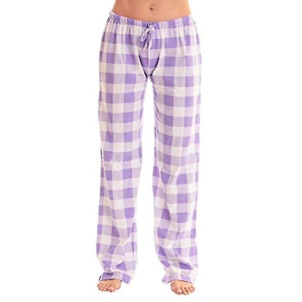 Tianrui naisten pehmeät pyjama-housut, loungewear-housut, yöpymis-housut vit lila S