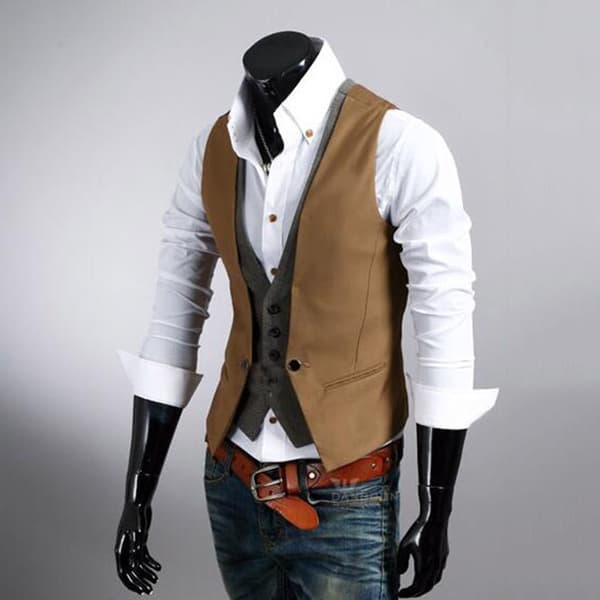 Falsk todelt vest black L