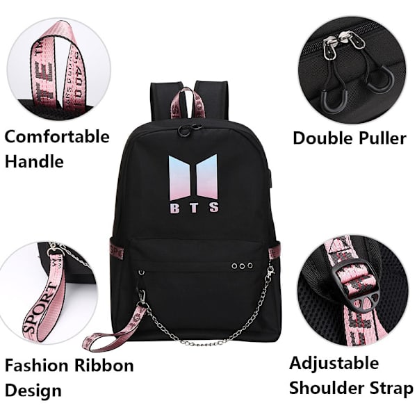 BT21 Skolväska Chain Backpack Axelväskor W