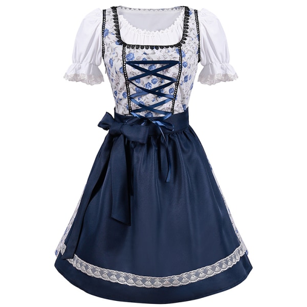 Oktoberfest Kostumefest Tøj Cosplay Maid Tøj V-hals Kjole Blå blue XXL