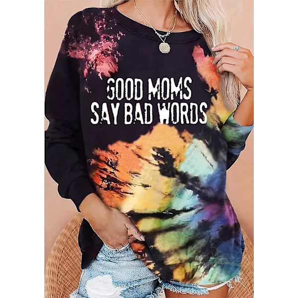 Kvinde Tie Dye Sweatshirt Casual Langærmede Toppe Print Trøje Casual Skjorte 6