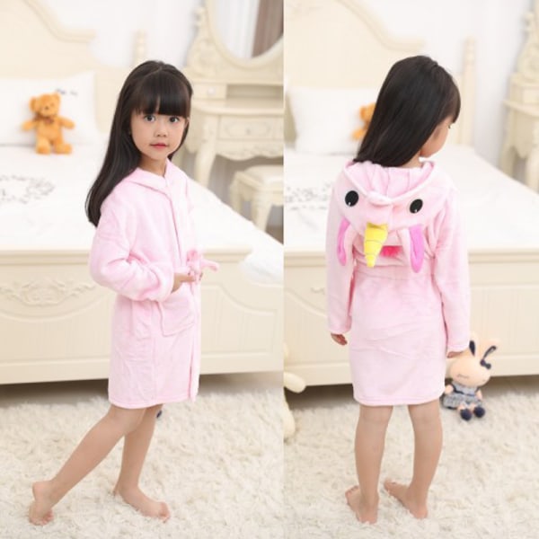 Barn Flickor Hooded Morgonrock Handduk Badrock Klänning Pyjamas pink 3-4Years