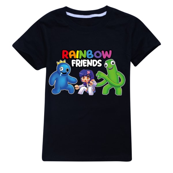 Rainbow Friends t-shirt Kid Costume Rainbow Cosplay kortärmad dark blue 160cm V black 140cm