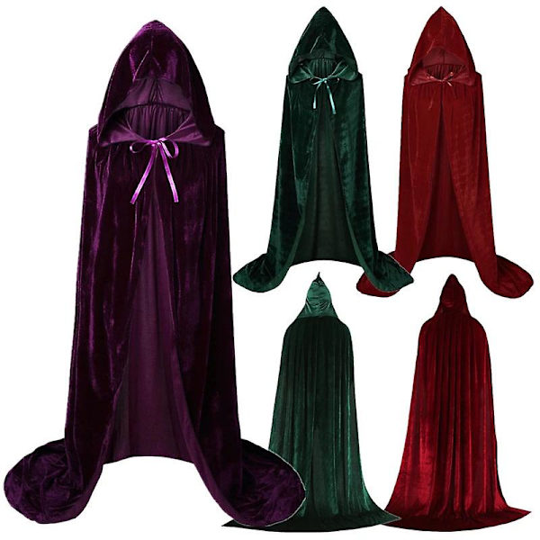 Hokus Pokus Häxkappa Halloween Sarah Winifred Sanderson Cosplaydräkt Vuxen Barn Unisex Retro Ages Cape V Green M 100 120cm
