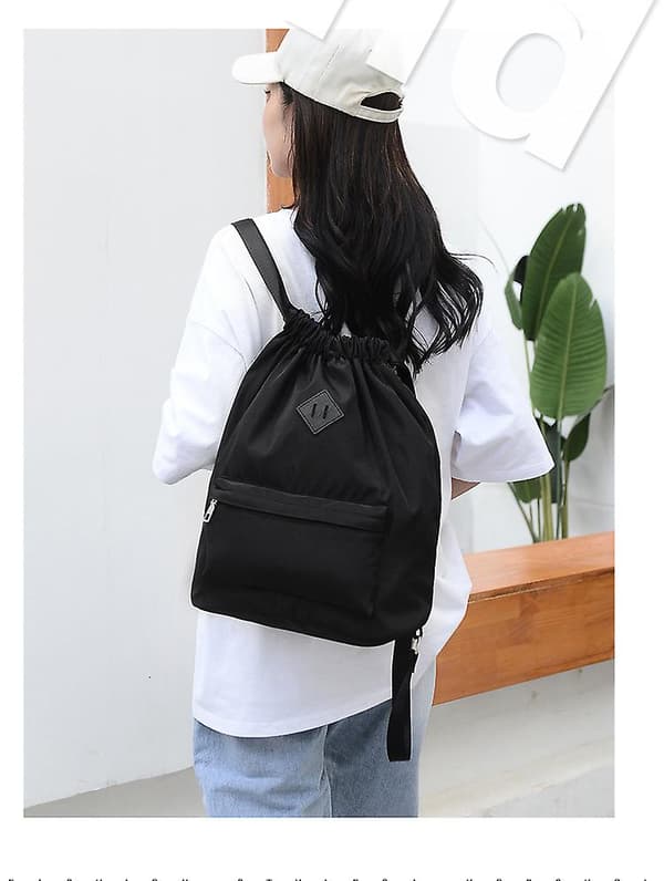 Reppu kiristysnyÃ¶rillä Urheilukassi Reppu Vedenpitävä narukassi rantakassi W Black