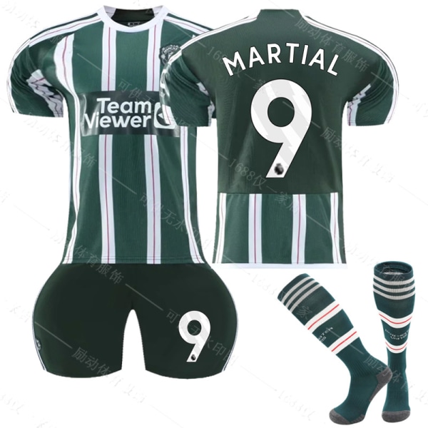 2023-2024 Manchester United Borta Kids Football Kit nr 9 MARTIAL 10-11 Years