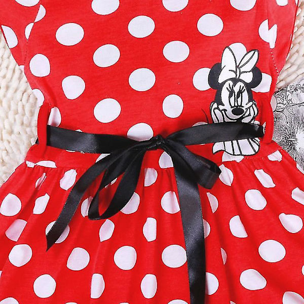 Barn Flickor Sommar tecknad Minnie Mouse Bowknot Princess Swing Klänning E C 6-7 Years
